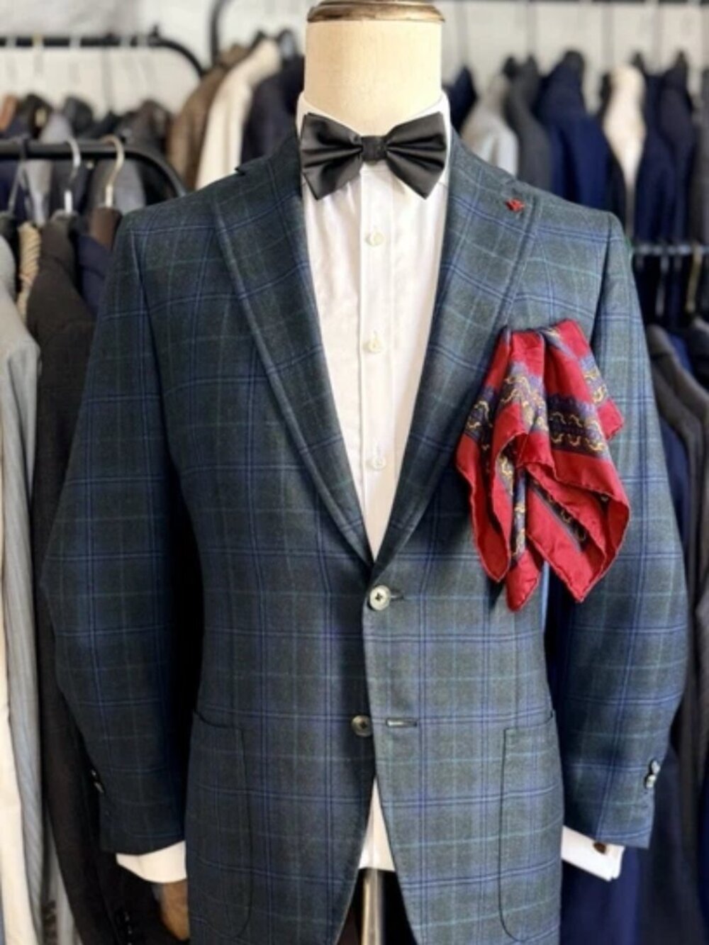 NEW CURRENT INSANE Isaia Napoli Cashmere/Silk Green/Blu Sport Coat 40R US 50R IT